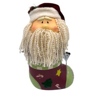 Santa Boot Jar With Curly Beard Lid & Festive Details